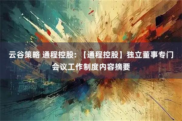 云谷策略 通程控股: 【通程控股】独立董事专门会议工作制度内容摘要