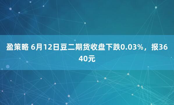 盈策略 6月12日豆二期货收盘下跌0.03%,报3640元